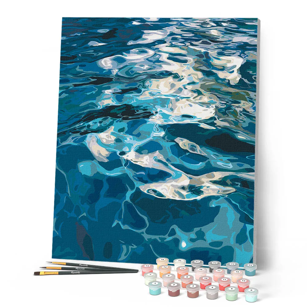 Figured'Art Kristalblauwe zonnegloed schilderen op nummer zee