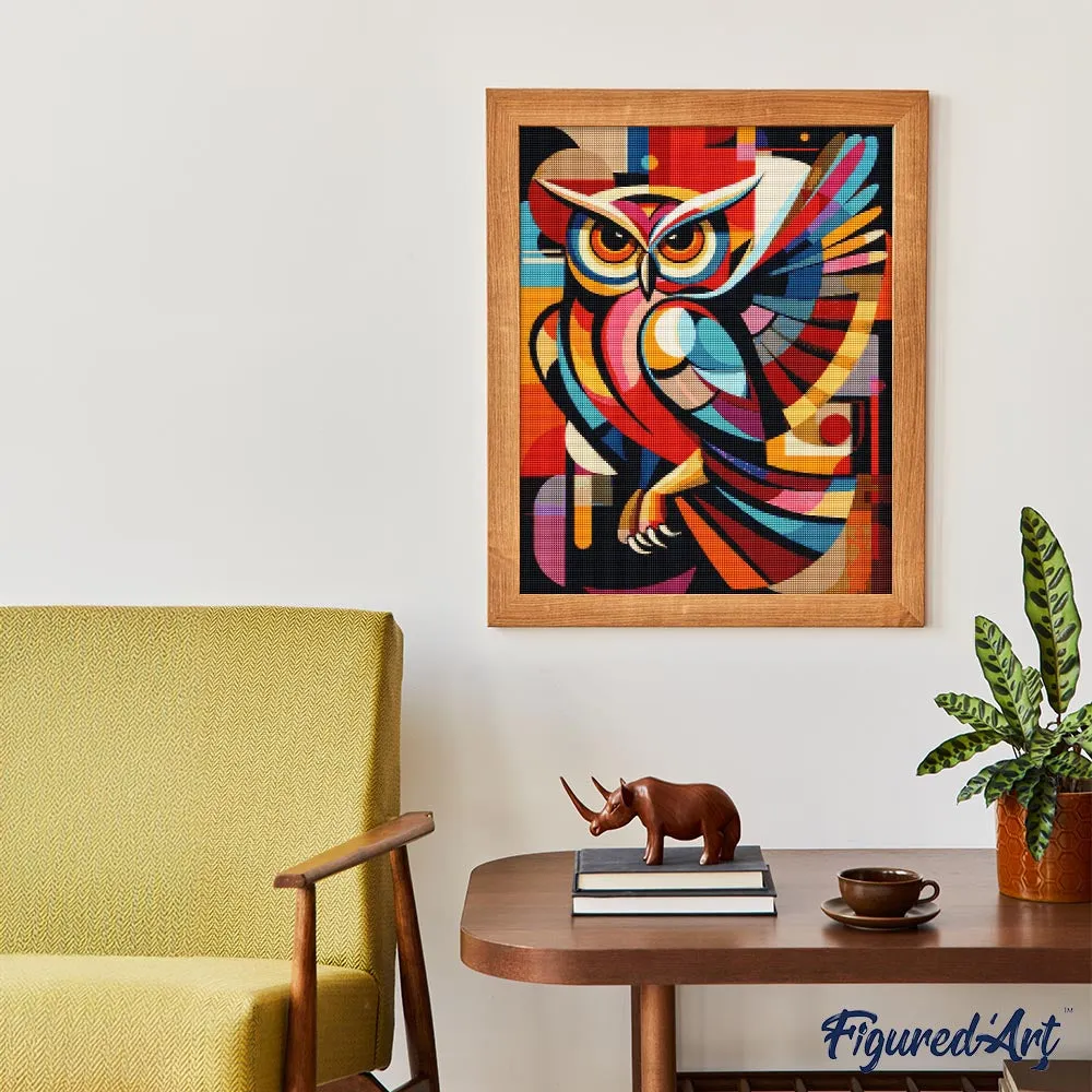 Figured'Art Gedurfd Abstract Nachtuil diamond painting 40x50 cm