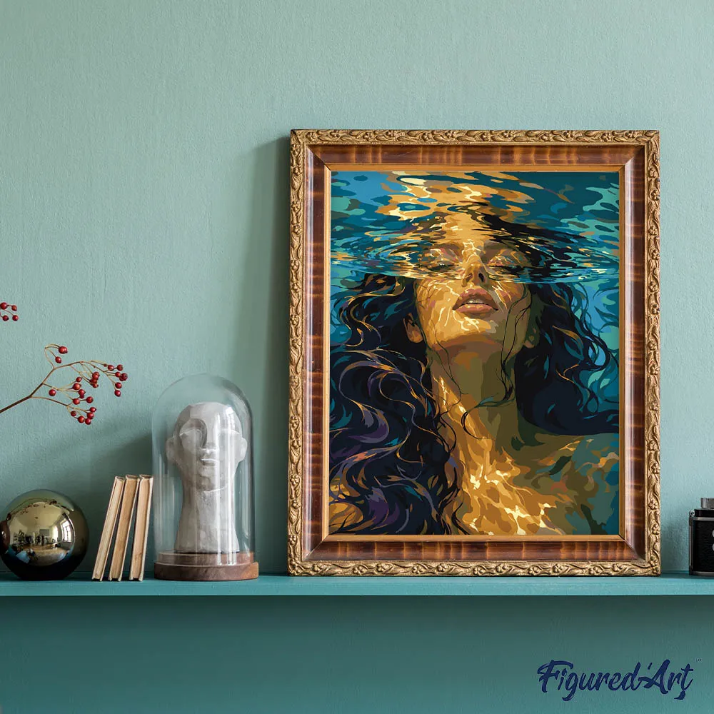 Figured'Art Onderwaterdroom schilderen op nummer 40x50 cm aqua