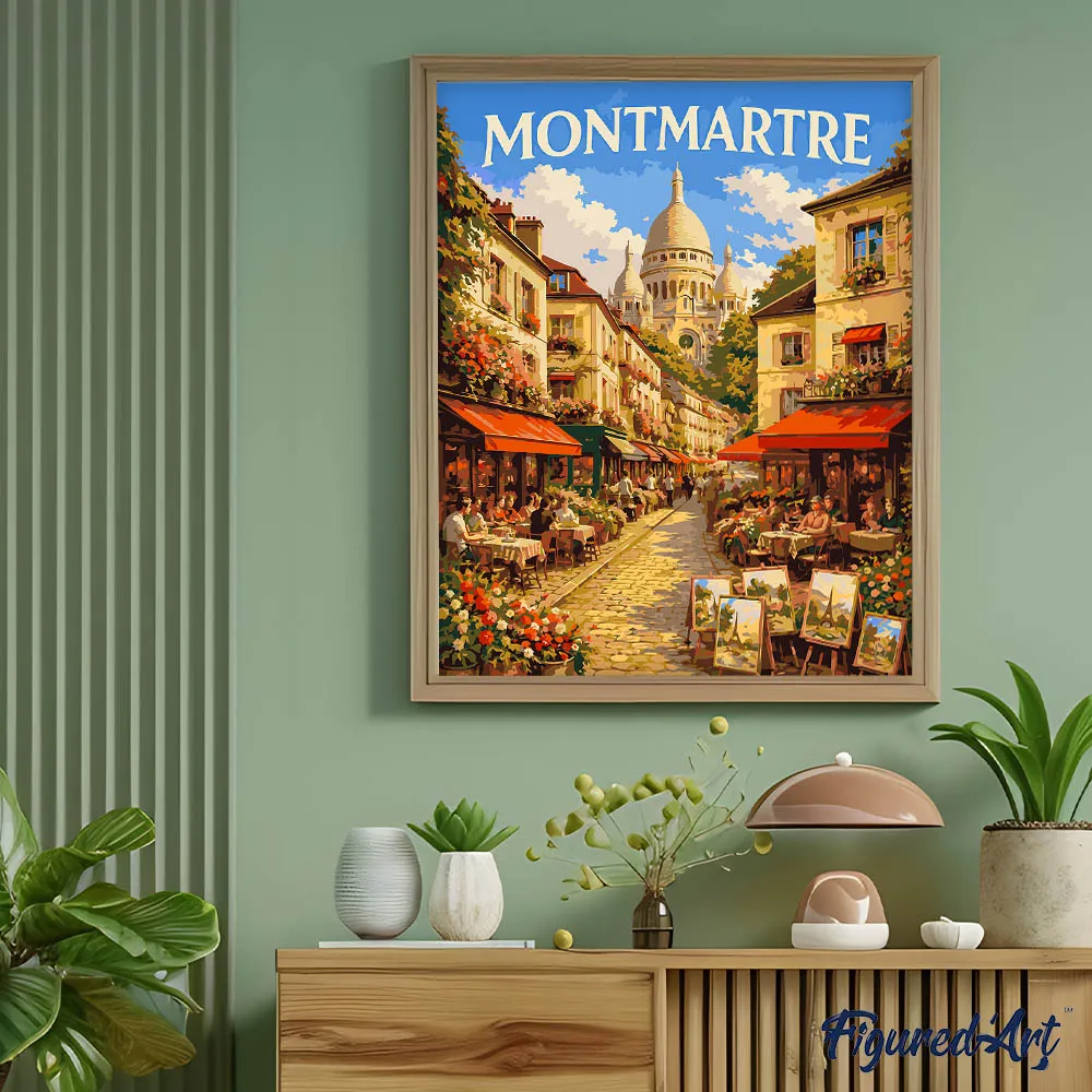 Figured'Art Reisposter Montmartre schilderen op nummer 40x50 cm gevorderd