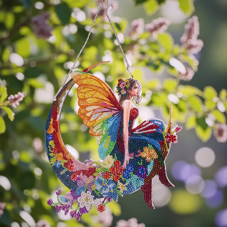 Craft Buddy Crystal Art Moon Flower Fairy Hanger 27,5 cm