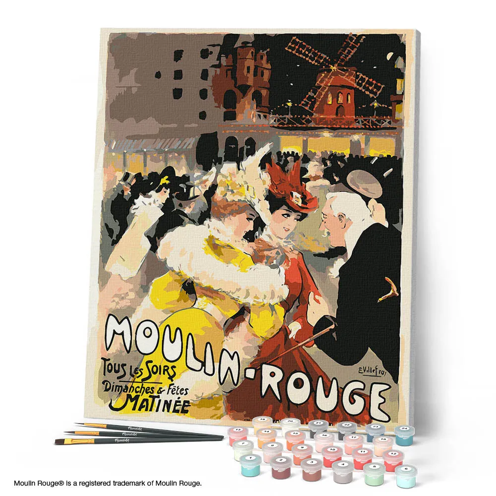 Figured'Art Moulin Rouge Dame Geel schilderen op nummer 40x50