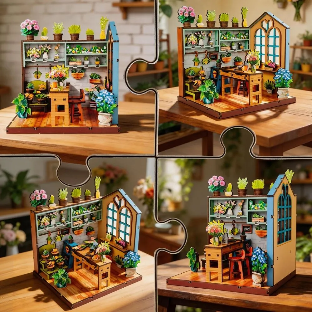 Figured'Art Hoek van de Bloemenwinkel Miniatuurhuisje 3D Puzzel 156