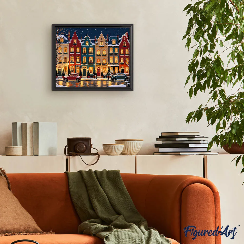 Figured'Art Kerststraat schilderen op nummer 40x50 cm eenvoudig