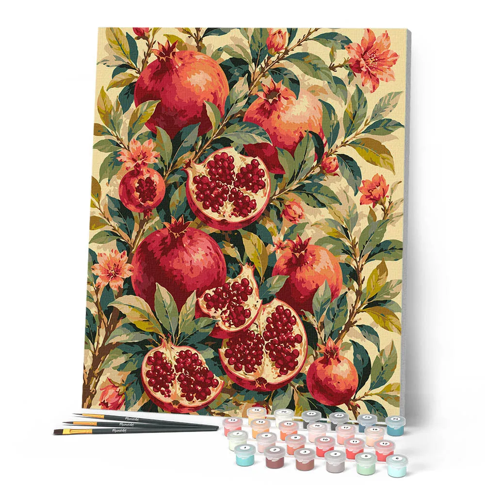 Figured'Art Granaatappeloogst schilderen op nummer 40x50 cm fruit