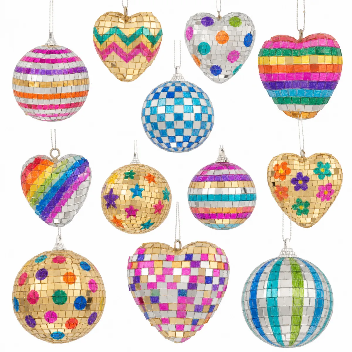 Craft Buddy Disco Ball hangers knutselset goud-zilver 12 stuks