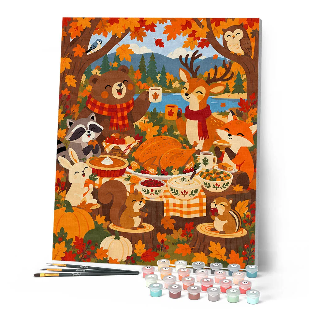 Figured'Art Bosvrienden Thanksgiving schilderen op nummer 40x50cm