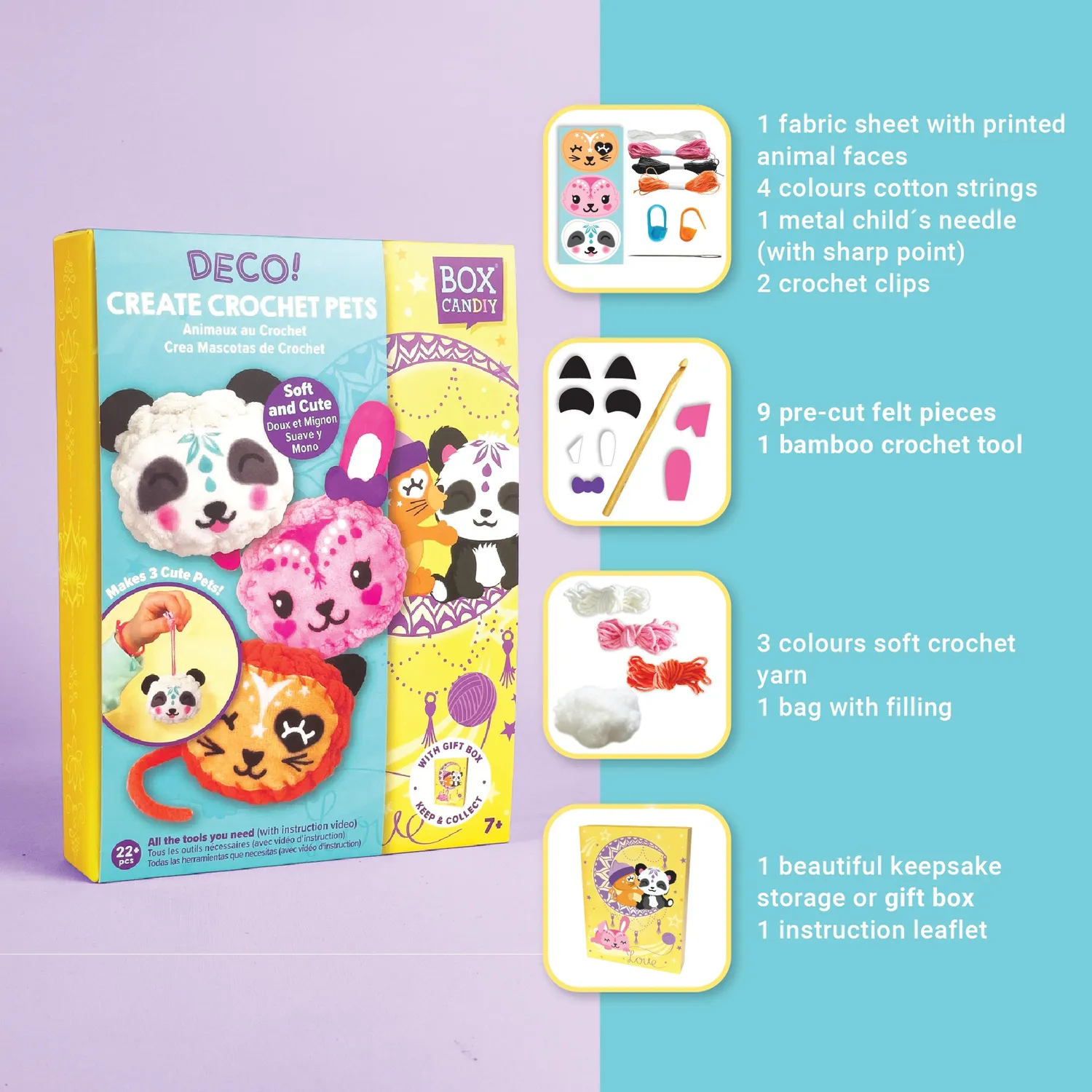 Box Candiy Deco Create Crochet Pets haakset 3 stuks beginners