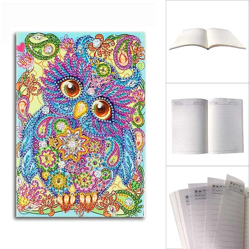 Figured'Art Uil diamond painting notitieboek A5 ronde steentjes