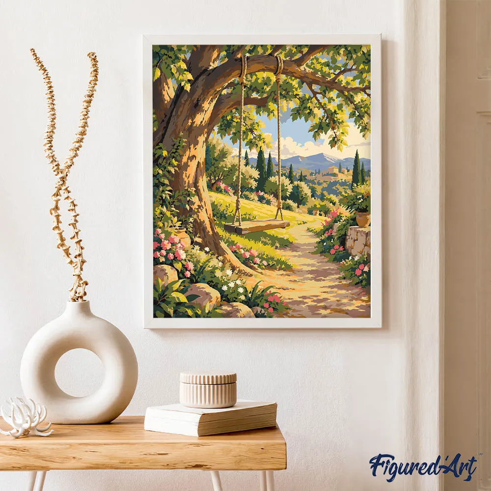 Figured'Art Schommel in de Zon schilderen op nummer 40x50cm bos