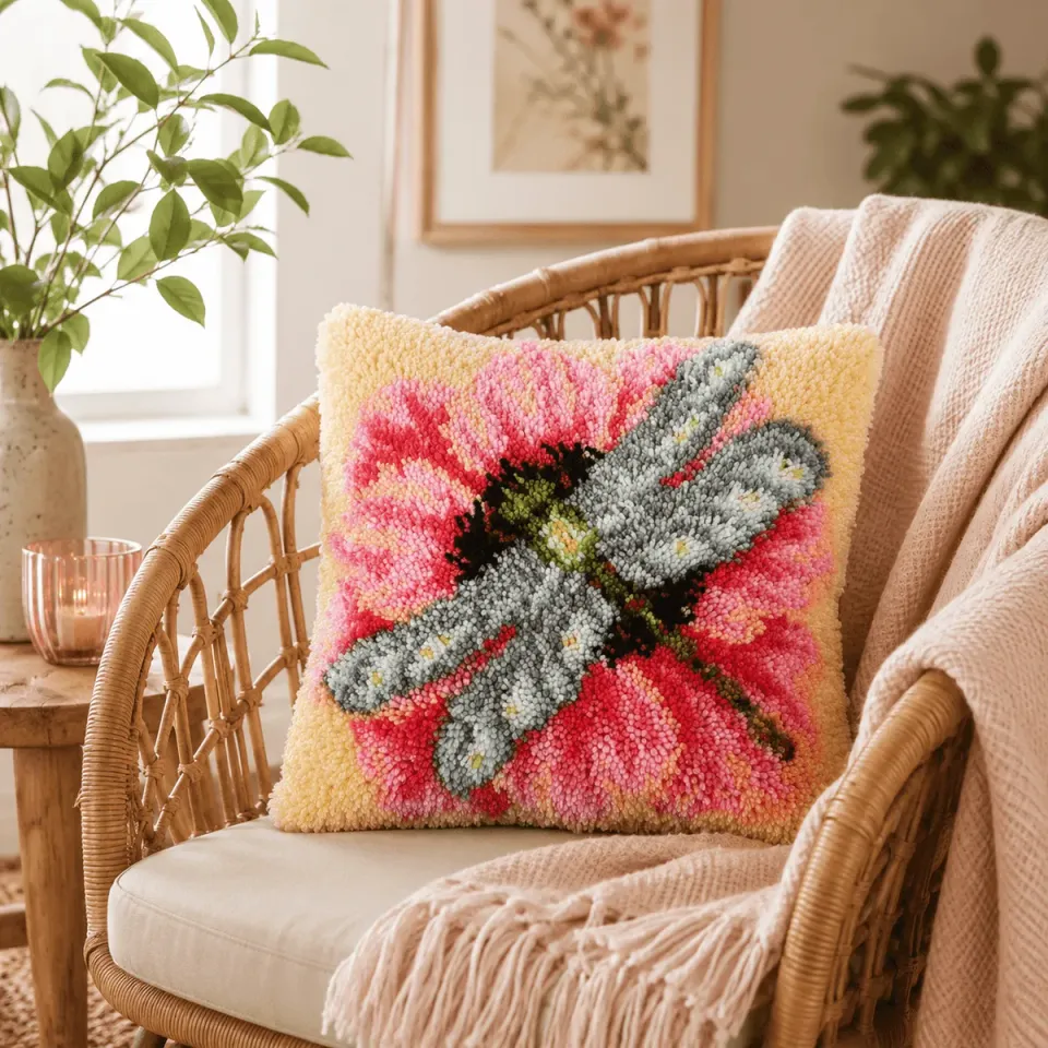 Craft Buddy Latch Hook Dragonfly kussenpakket 48x48cm