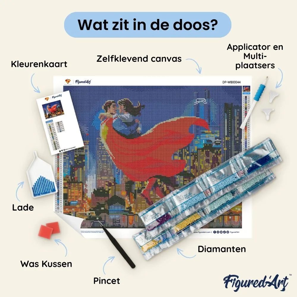 Figured'Art Superman en Lois in de lucht diamond painting 40x50 cm