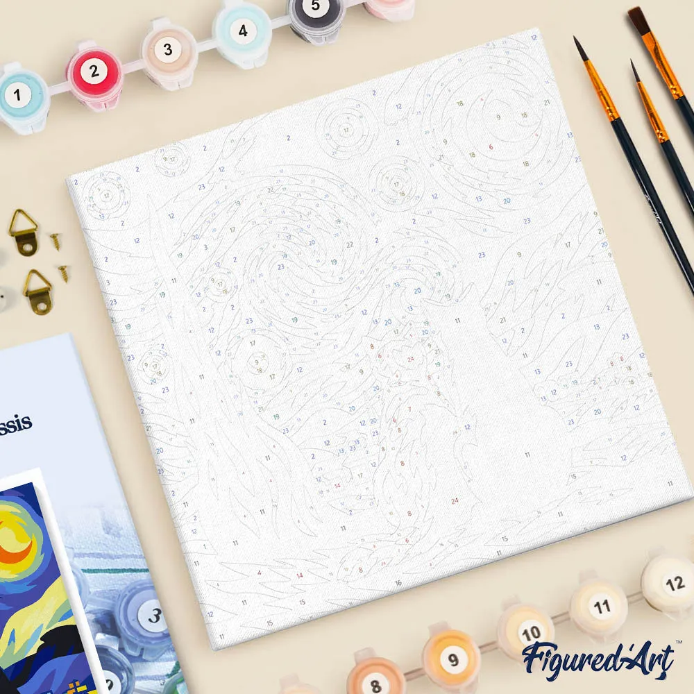 Figured'Art Sterrennacht metgezellen mini schilderen op nummer 20x20