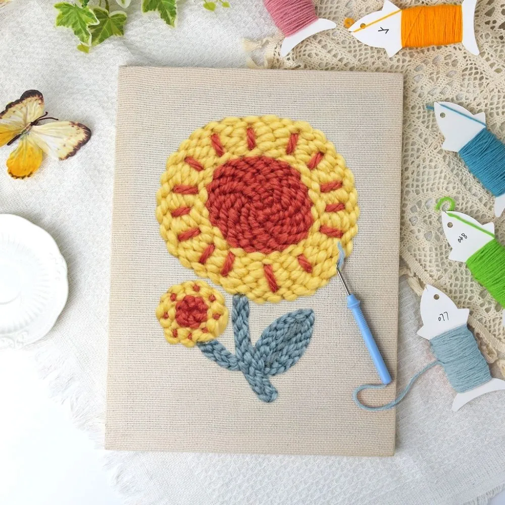 Figured'Art Zonnebloem Punch Needle Pakket 20x30 cm Frame