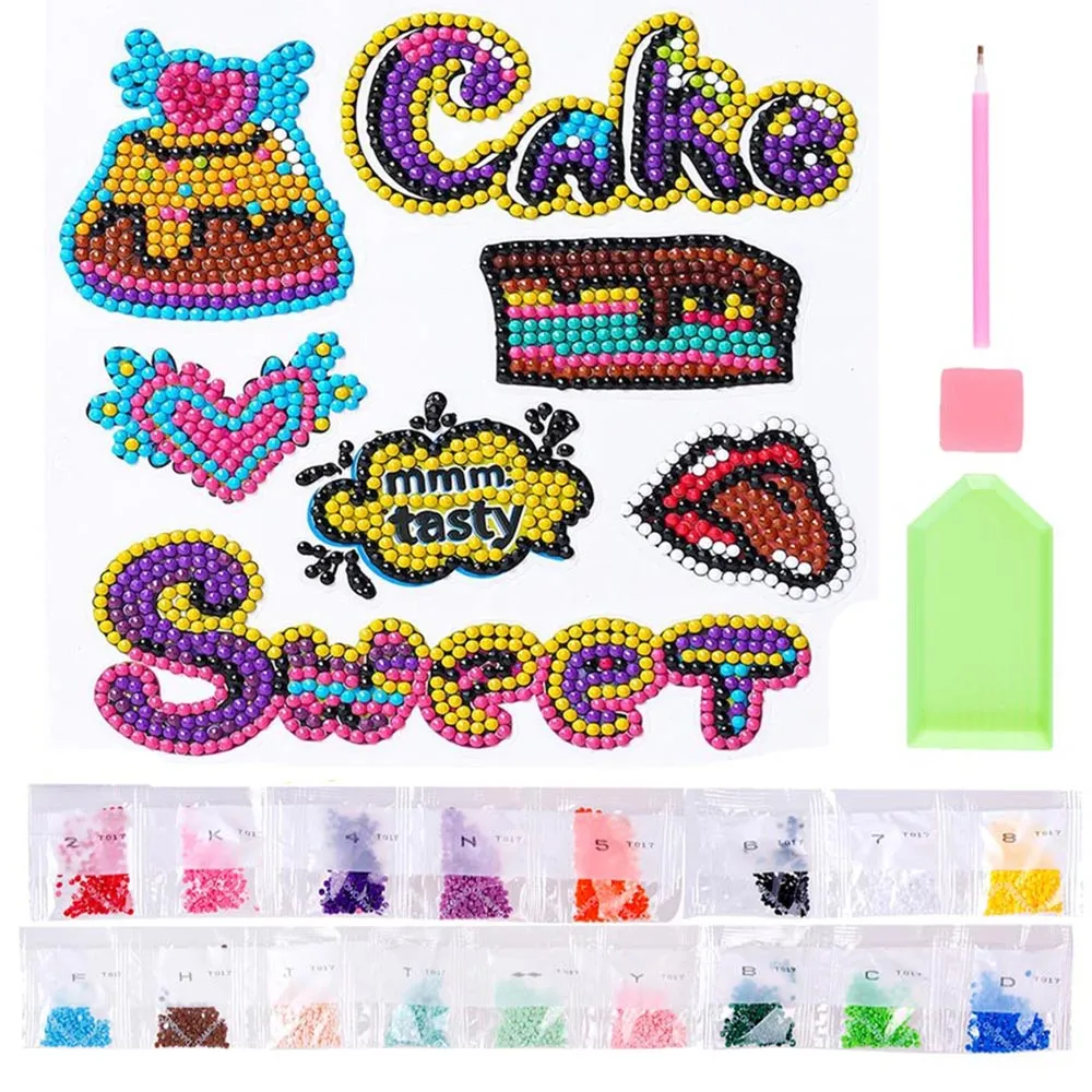 Figured'Art Taart Diamond Painting Stickers 7 Stuks Rond