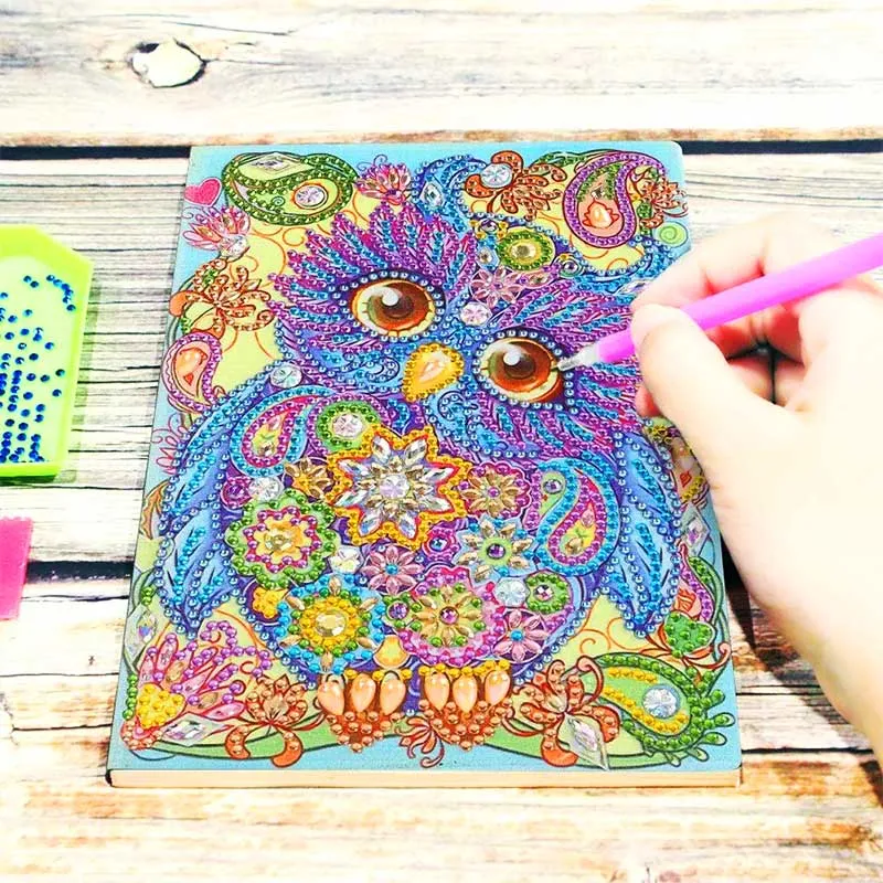 Figured'Art Uil diamond painting notitieboek A5 ronde steentjes