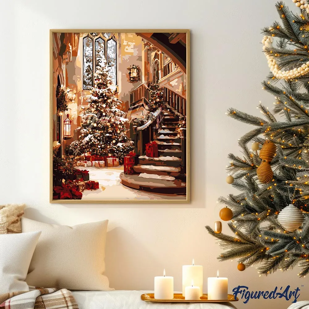 Figured'Art Grote Kerstzaal schilderen op nummer 40x50 cm kerst winter