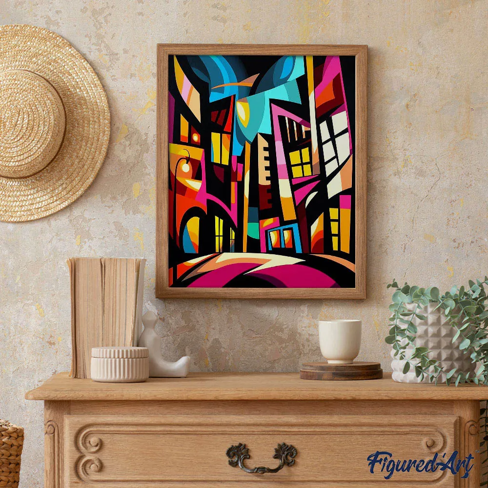 Figured'Art Stadsgezicht schilderen op nummer 40x50 cm eenvoudig