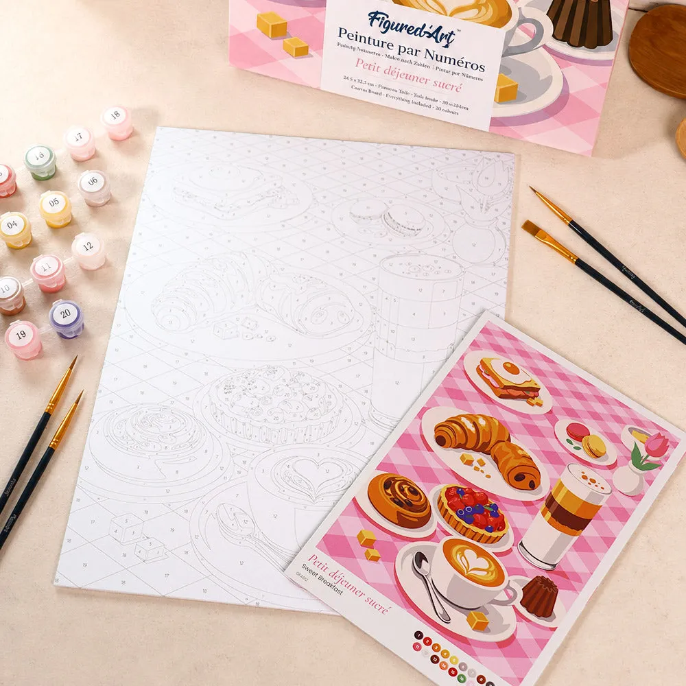 Figured'Art Zoet Ontbijt cadeauset schilderen op nummer 24,5x32,5 cm