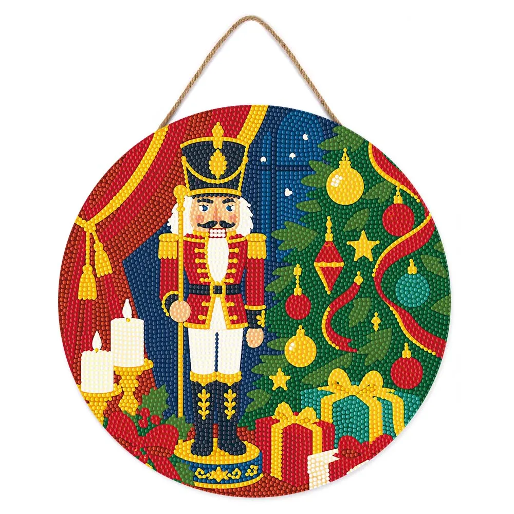 Figured'Art Kerstnotenkraker diamond painting houten schijf 30 cm kerst