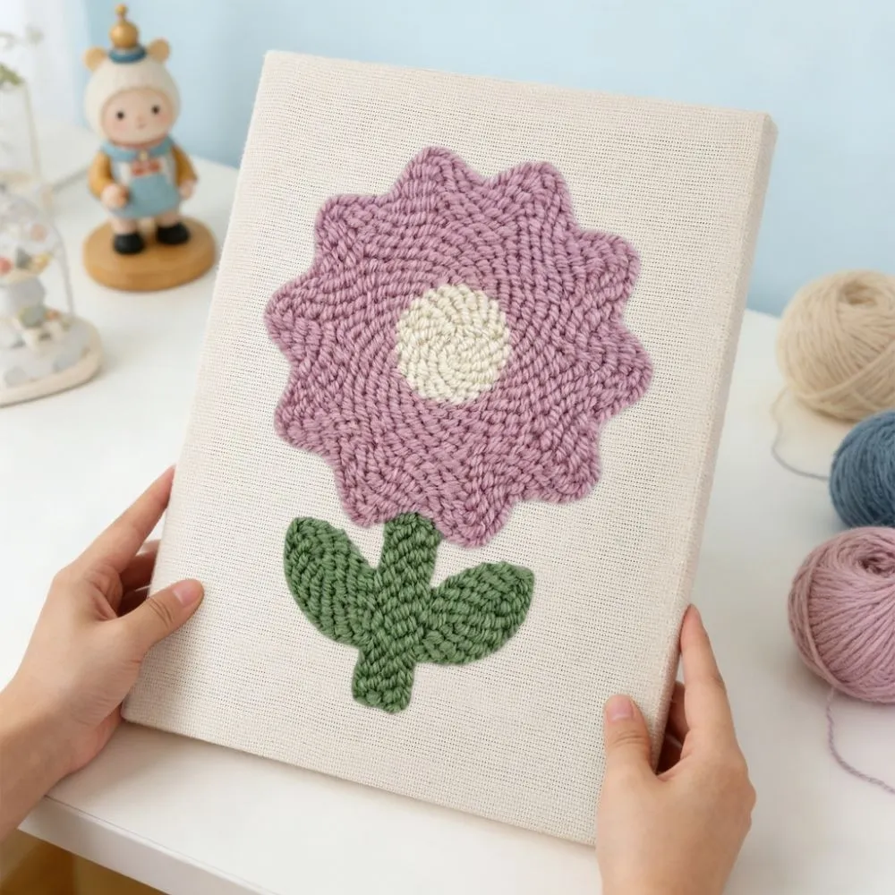 Figured'Art Sering Bloem punch needle pakket 20x30cm met frame