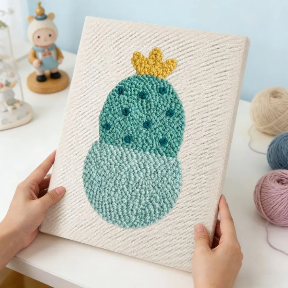 Figured'Art Kleine Blije Cactus punch needle pakket 20x30cm cactus