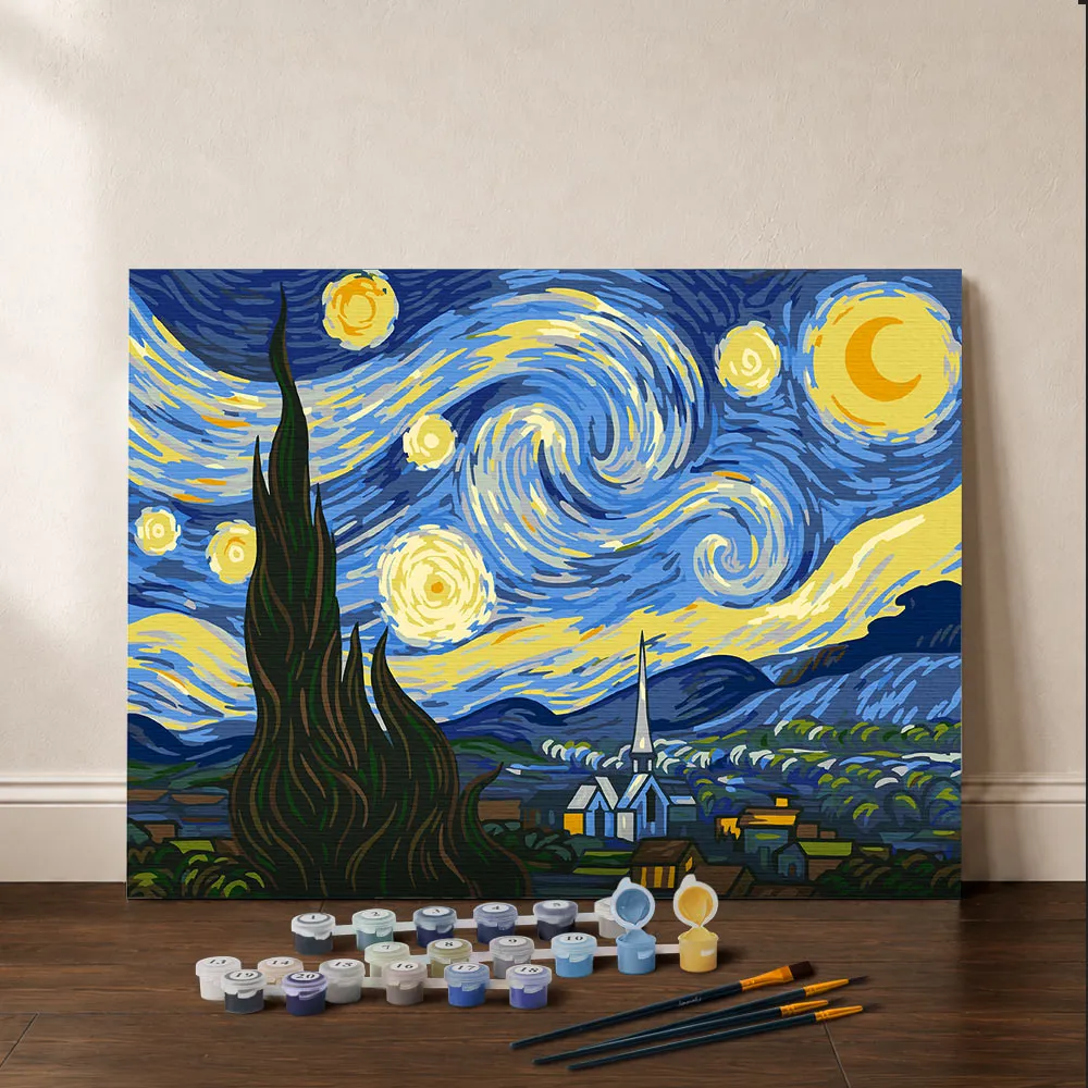 Figured'Art Sterrennacht Schilderen op Nummers Cadeauset van Gogh