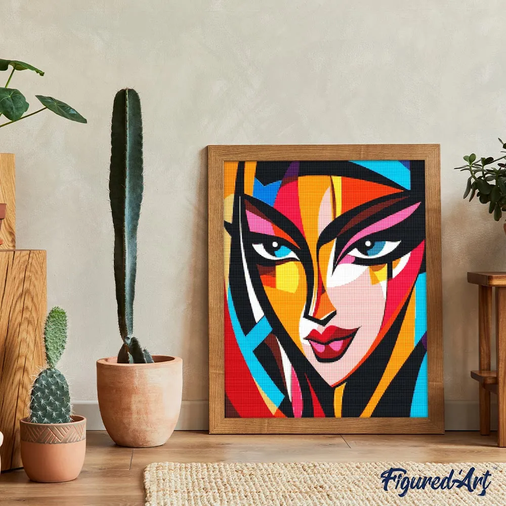 Figured'Art Gedurfd Abstract Gezicht diamond painting 40x50 cm abstract