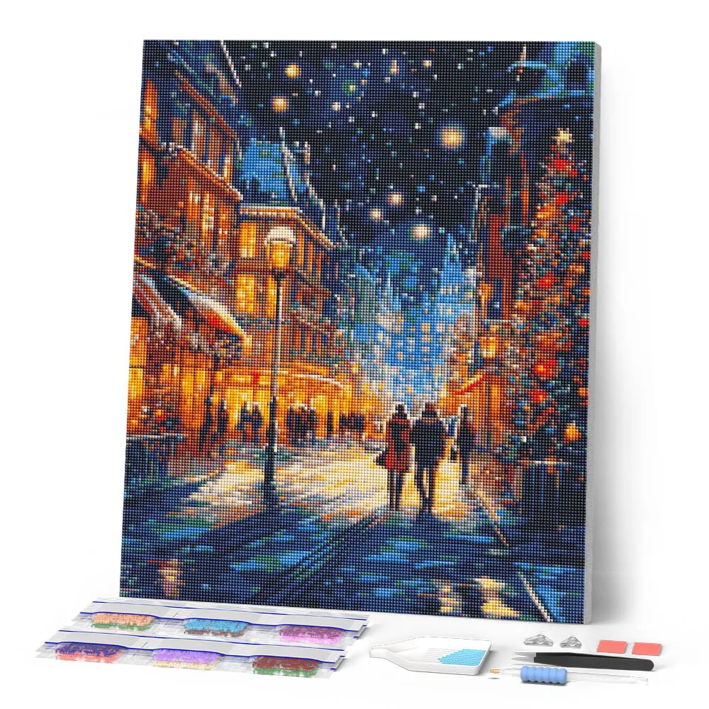 Figured'Art Sterrenrijke Kerstwandeling diamond painting 40x50 cm