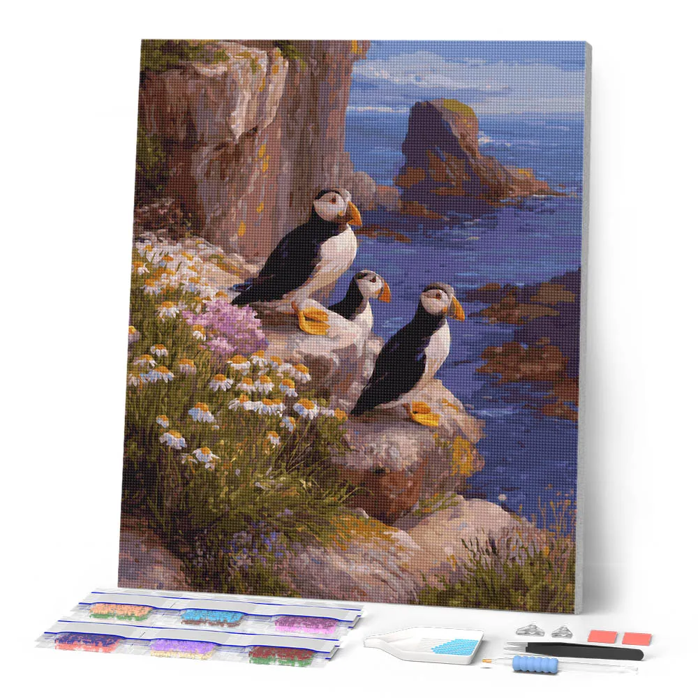 Figured'Art Papegaaiduiker zonsondergang diamond painting 40x50