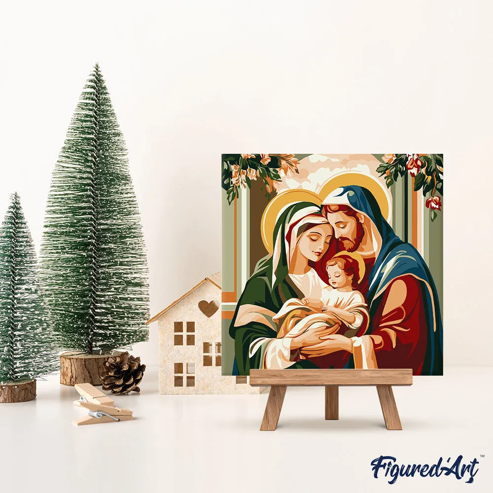 Figured'Art Mini Heilige Familie schilderen op nummer 20x20 met frame kerst