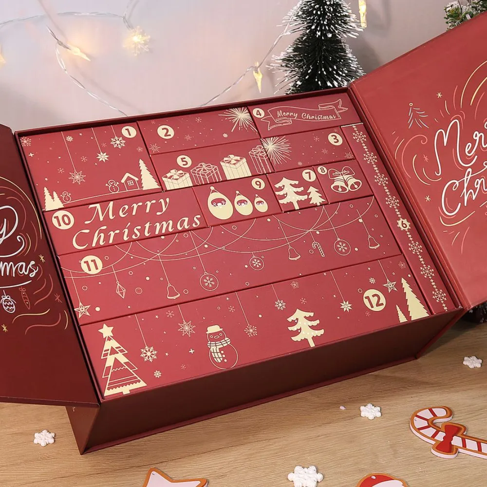 Figured'Art Vrolijk Kerstfeest adventskalender 2025 rood 12 deurtjes