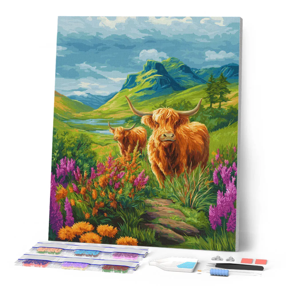 Figured'Art Schotse Hooglander diamond painting 40x50 cm full drill