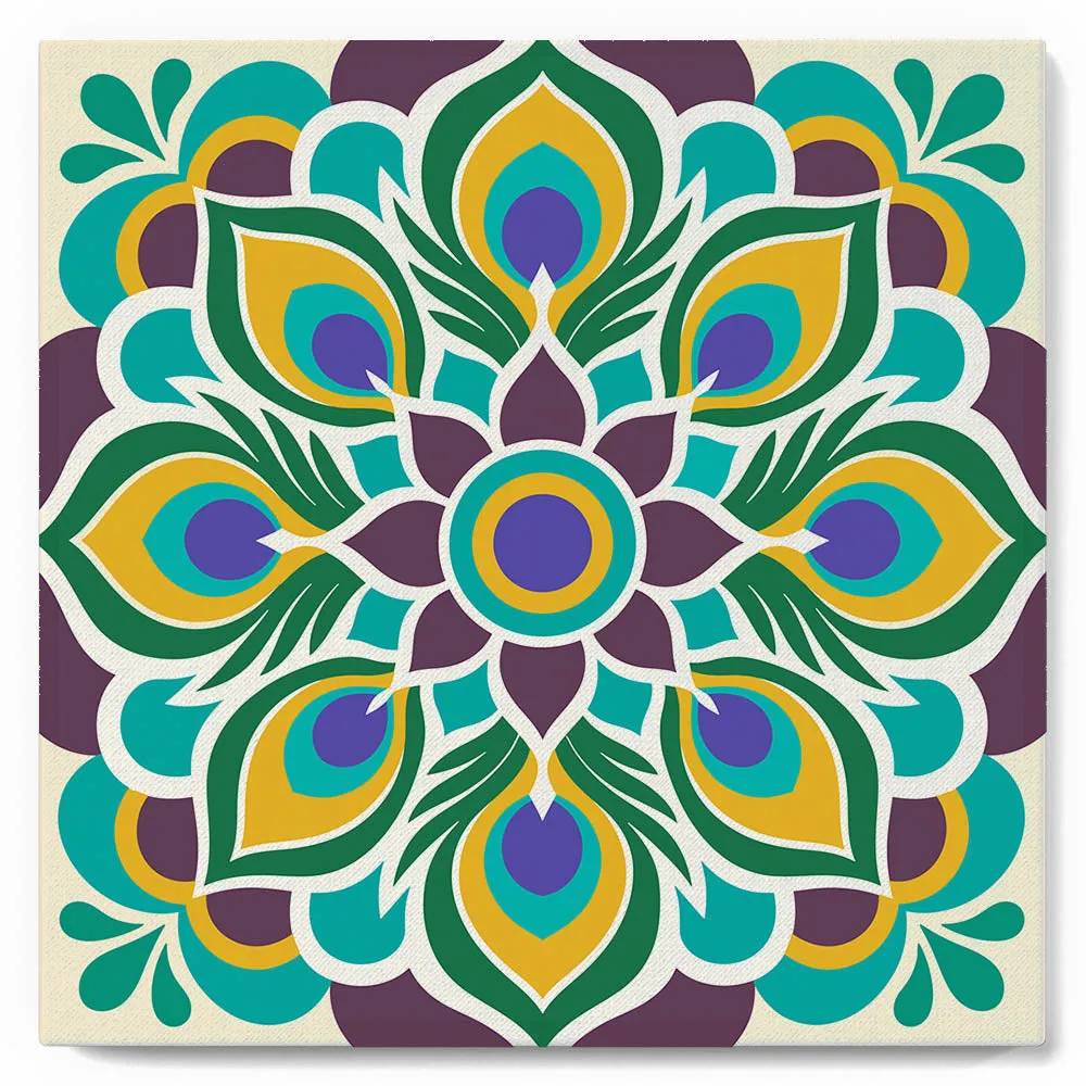 Figured'Art Pauwenmandala mini schilderen op nummer 20x20cm frame