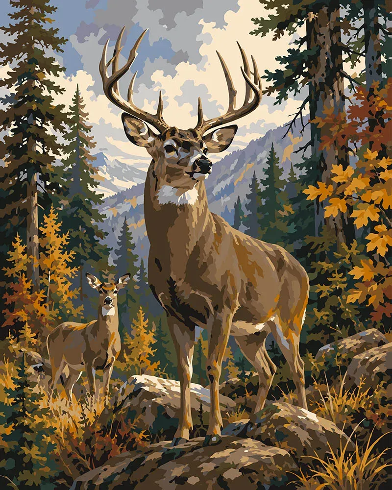 Figured'Art Majestueus Wild Hert schilderen op nummer 40x50 cm herfst