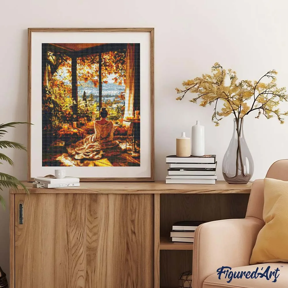 Figured'Art Gezellige herfstochtend diamond painting 40x50 cm full drill