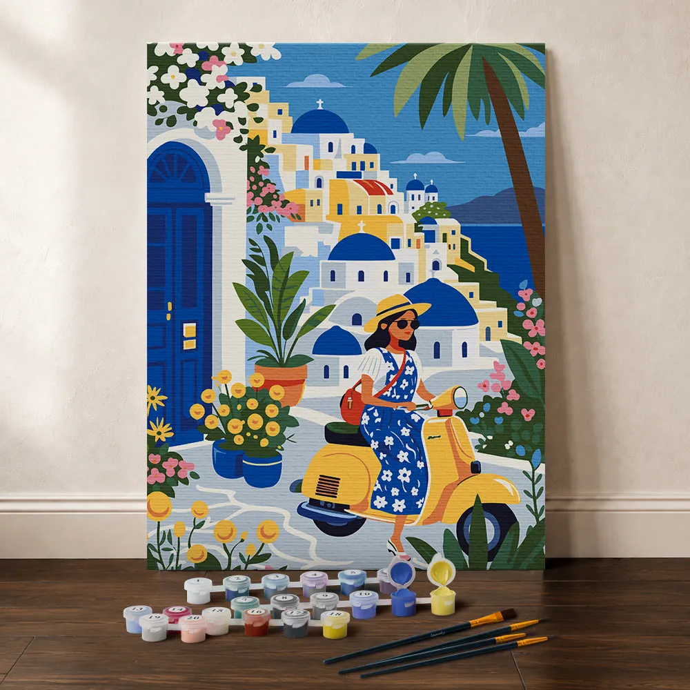 Figured'Art Santorini-ontsnapping schilderen op nummers cadeauset