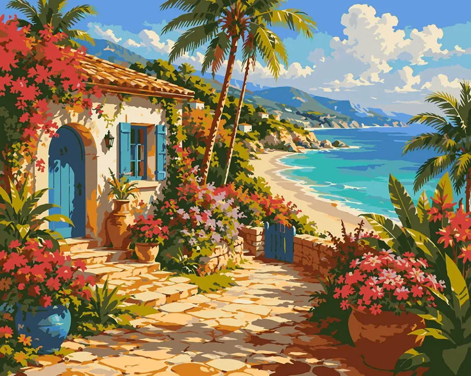Figured'Art Schilderen op Nummer Mediterrane Kustvlucht 40x50 cm stad