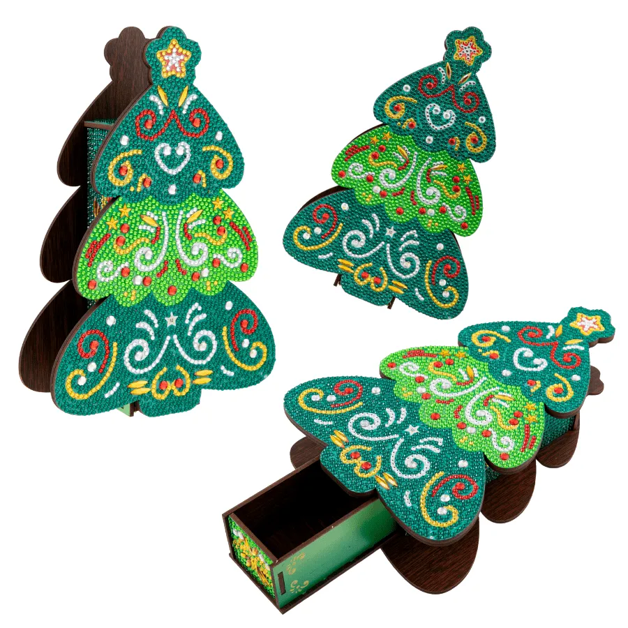 Craft Buddy Crystal Art Festive houten dozen knutselset 2 stuks ster