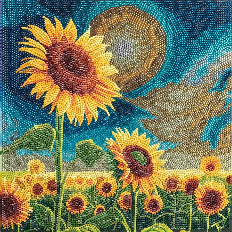 Craft Buddy Crystal Art Golden Sunflower Blooms diamond painting 30x30cm