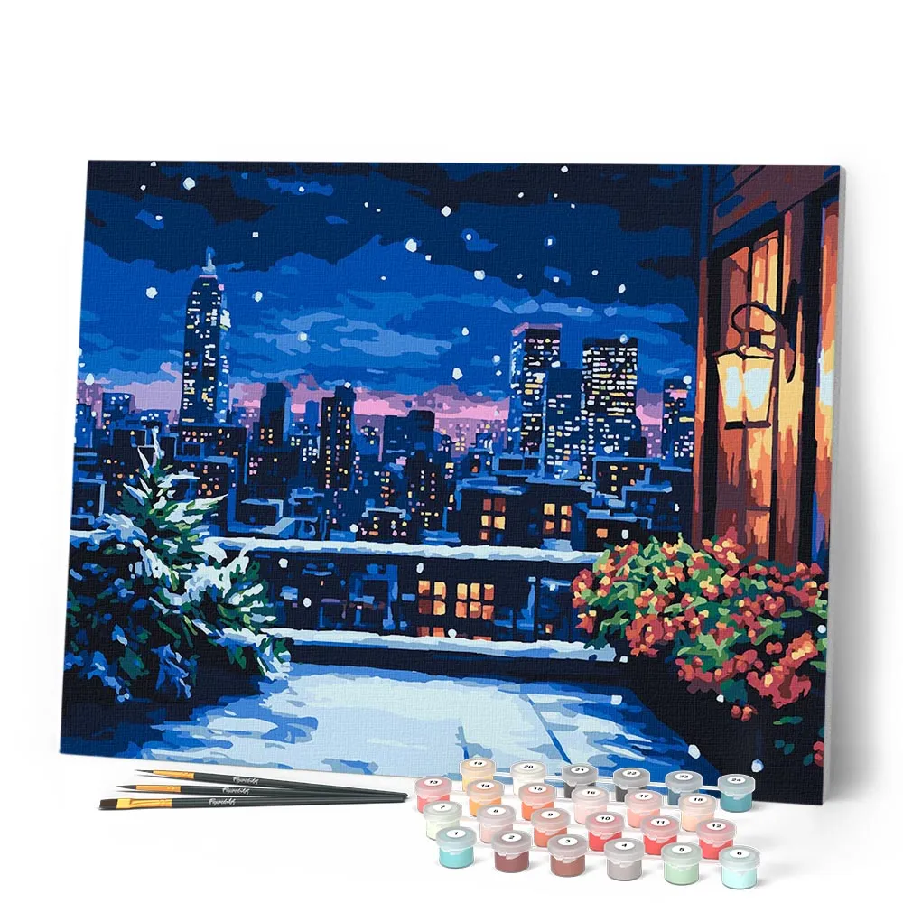 Figured'Art Winterbalkon schilderen op nummer 40x50 cm kerst
