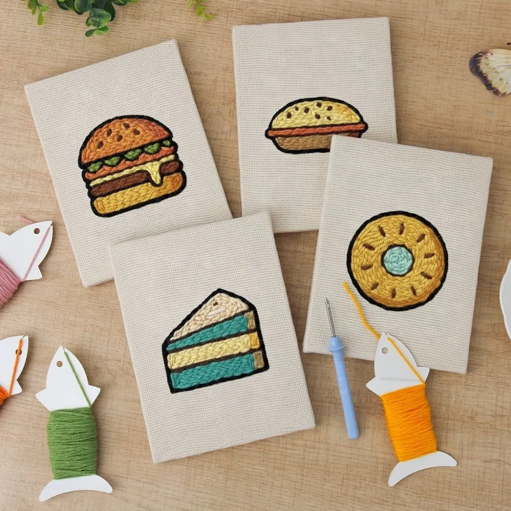 Figured'Art Streetfood 1 punch needle set 15x20cm 4 stuks keuken