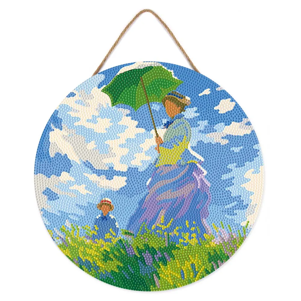 Figured'Art De Wandeling Monet diamond painting hout 30 cm rond
