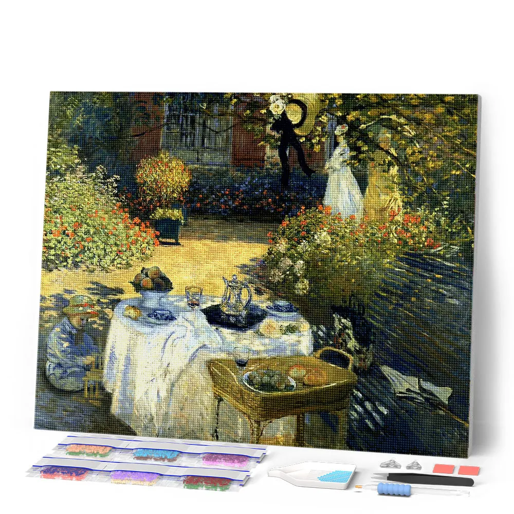 Figured'Art Het ontbijt in de tuin Monet diamond painting 40x50cm