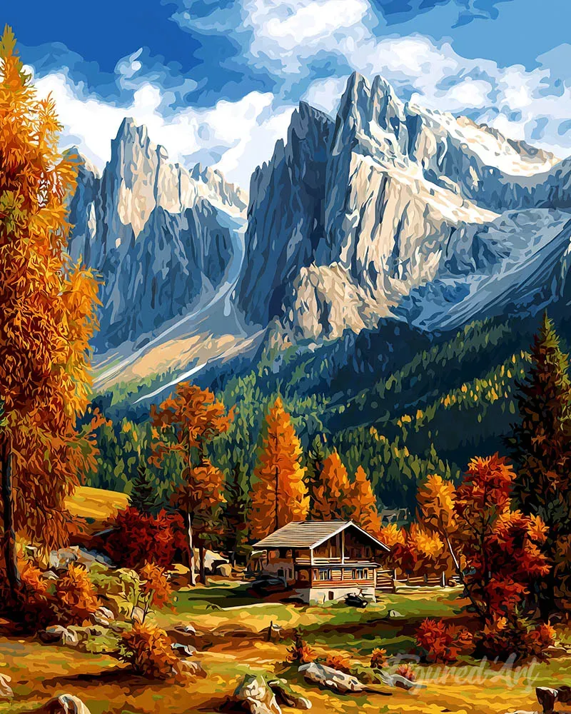 Figured'Art Herfst in de Dolomieten diamond painting 40x50 cm