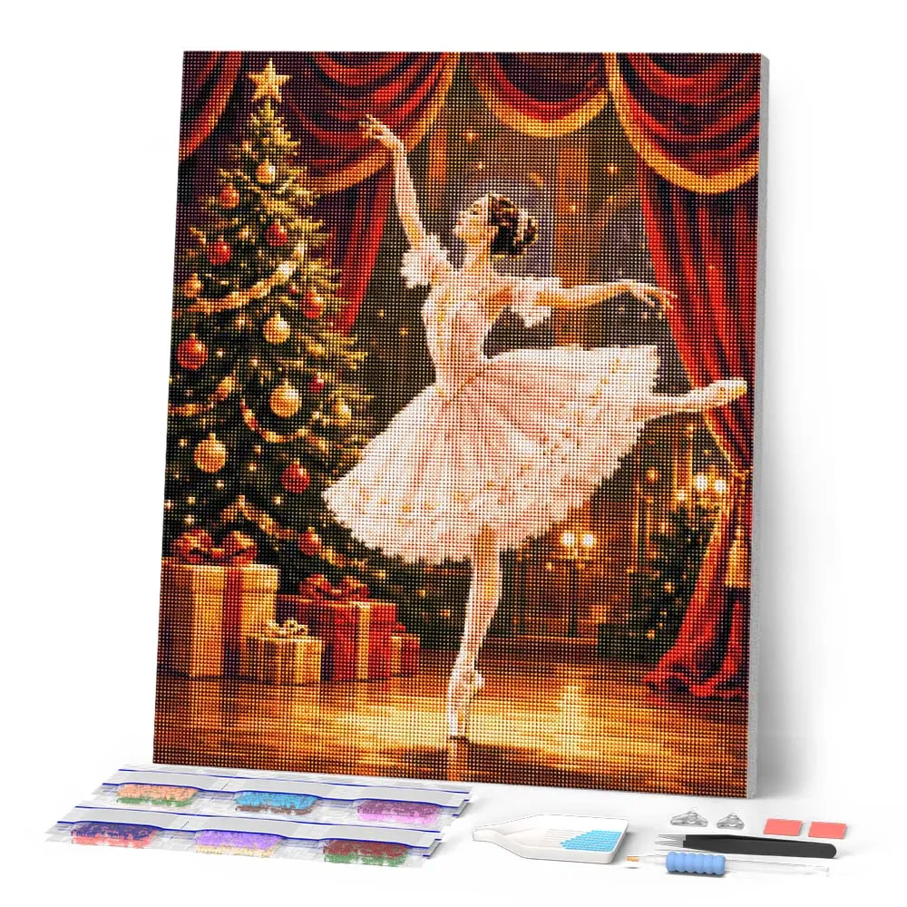 Figured'Art De Kerstballerina diamond painting 40x50 cm kerst