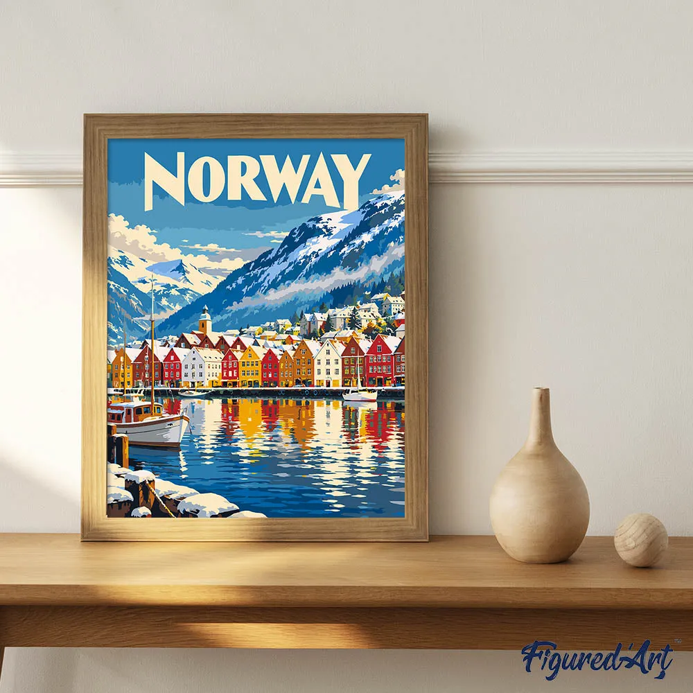 Figured'Art Reisposter Bergen schilderen op nummers Noorwegen