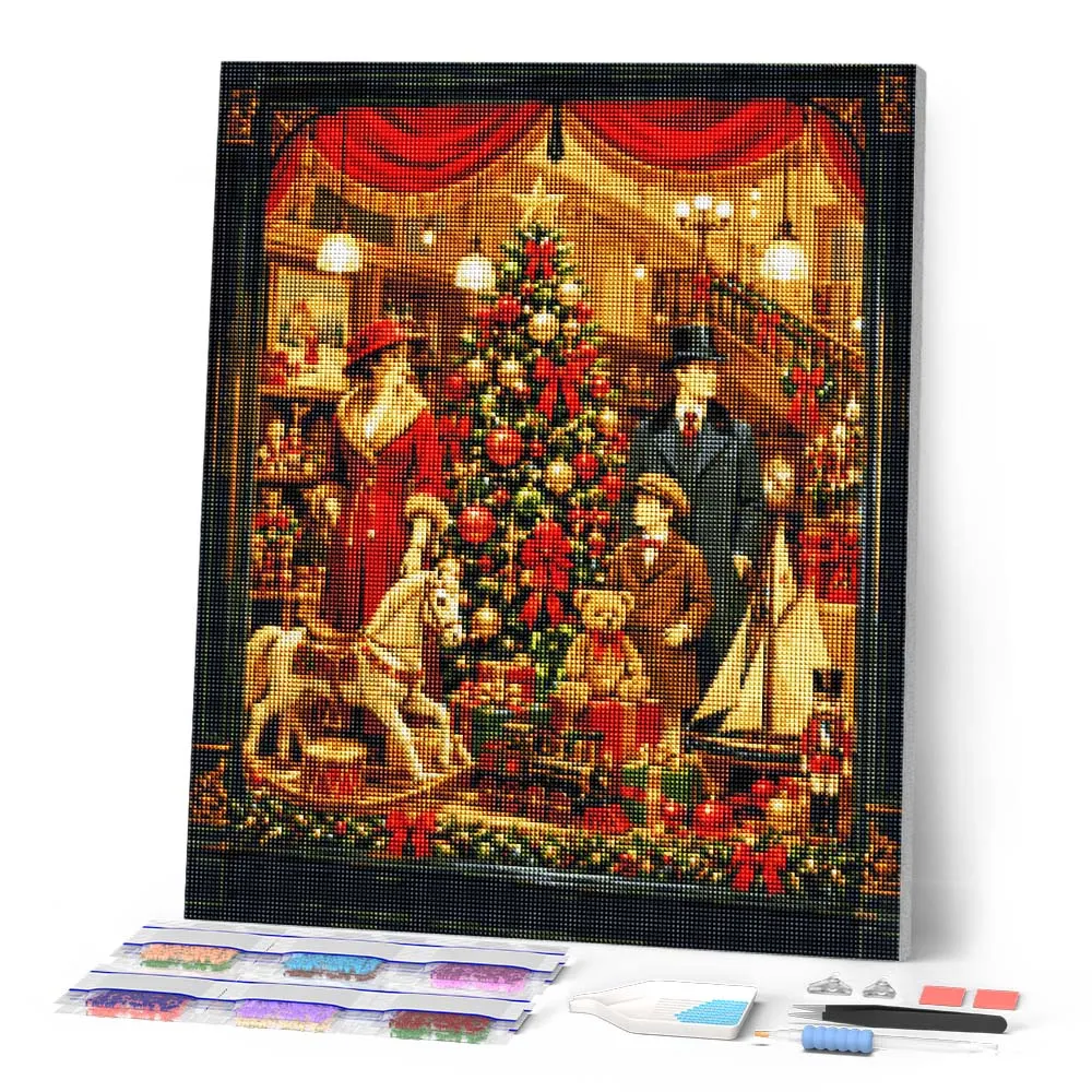 Figured'Art Kerstspeelgoedwinkel diamond painting 40x50cm
