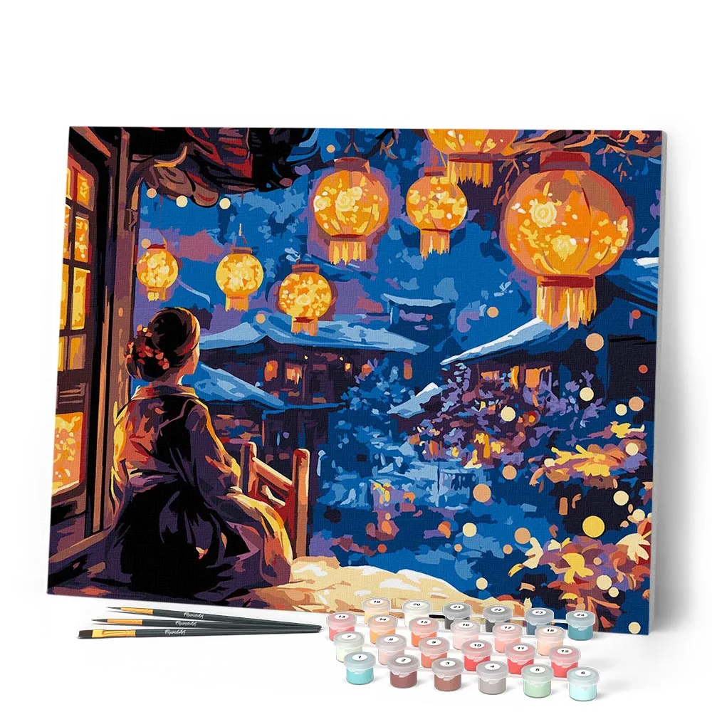 Figured'Art Lantaarnfestival Nacht schilderen op nummer 40x50cm gemiddeld