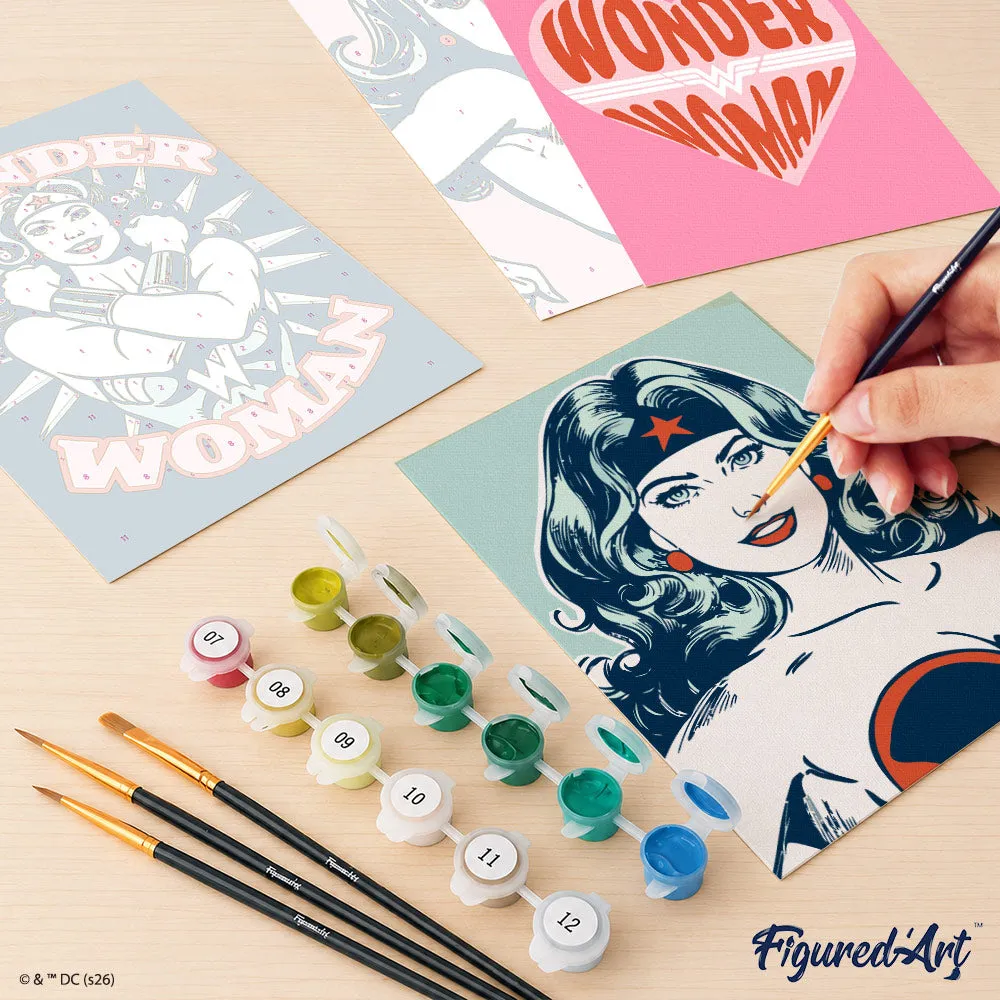 Figured'Art Onverschrokken Wonder Woman schilderen op nummer 15x20cm 6 stuks